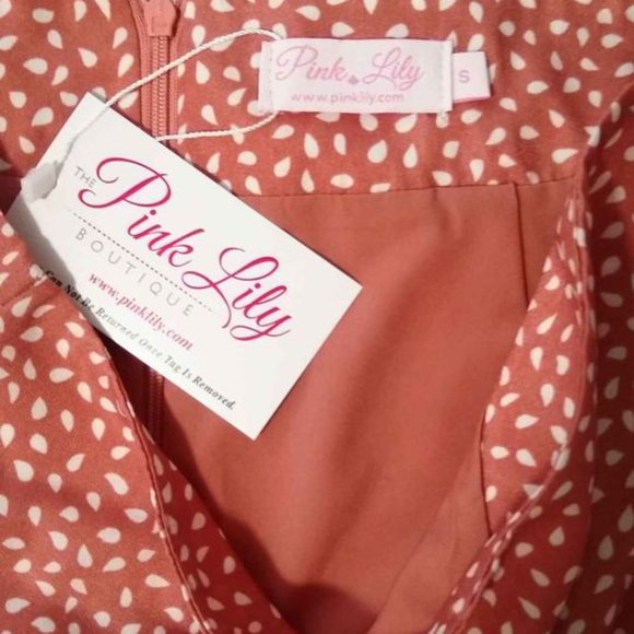 Pink Lily Boutique "BEST INTEREST AT HEART SPOTTED MAUVE SIDE SLIT SKIRT" - Picture 9 of 9